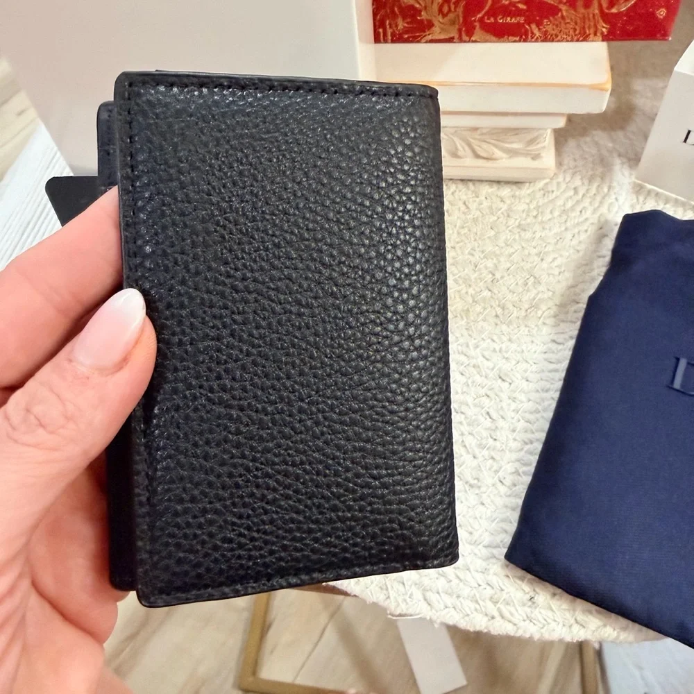 Dior Parfums Black Textured Leather Card Holder with dust bag - NIB